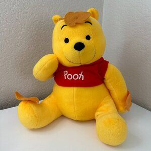 Disney Sega Winnie the Pooh, 12" tall Vintage Pooh Sitting with 3 leaves on body